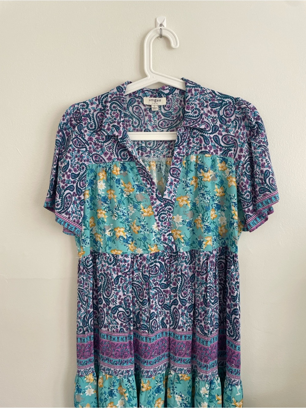 Umgee floral paisley colorful boho maxi dress Large